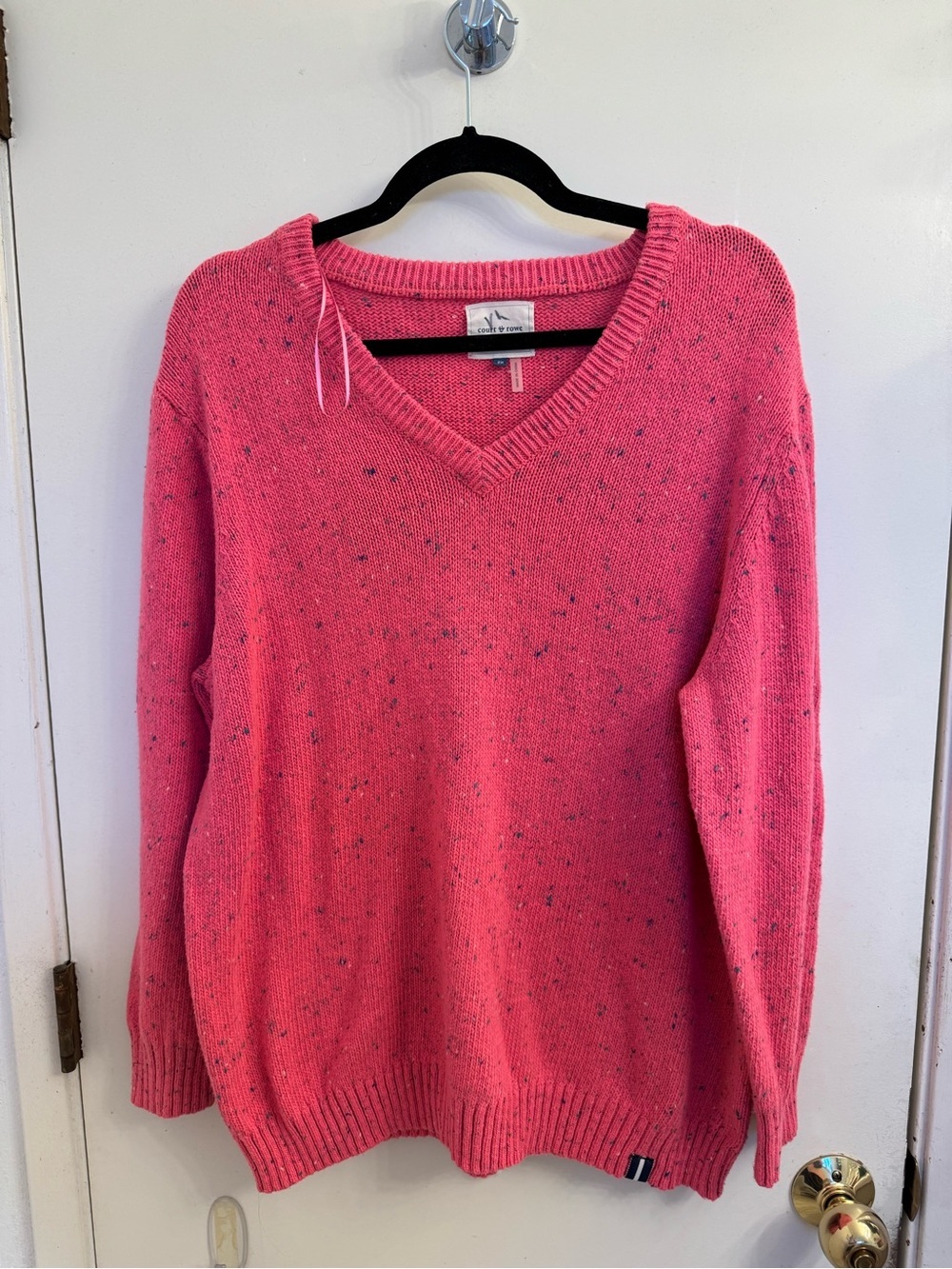 COURT & ROWE Coral Pink V-Neck Speckled Sweater